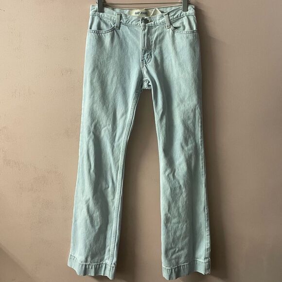 Vintage Y2K Gap Low Rise Light Wash Blue Wide Hemmed Flared Jean 28" Waist GUC - Picture 15 of 15